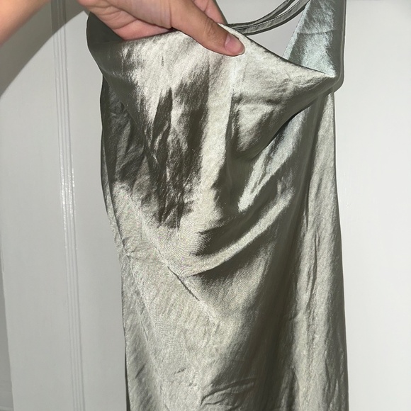Meshki Yvette Slip Maxi Dress with Asymmetrical Hem in Sage - Picture 7 of 8